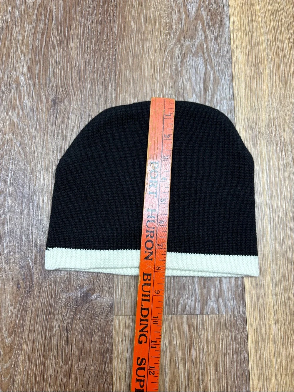Kids Black Beanie with Cream Trim